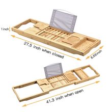 Luxury Bathtub Caddy Tray，Bamboo Bathtub Tray Caddy
