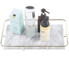Marble Vanity Organizer Tray with Polished Gold