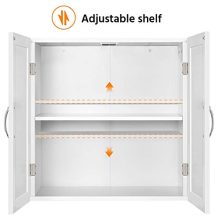 White Wall-Mounted Bathroom Medicine Cabinet - Stylish Storage Solution with Adjustable Shelf