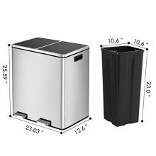 HEMBOR Dual Trash Can, 16 Gallon Step Rubbish Bin