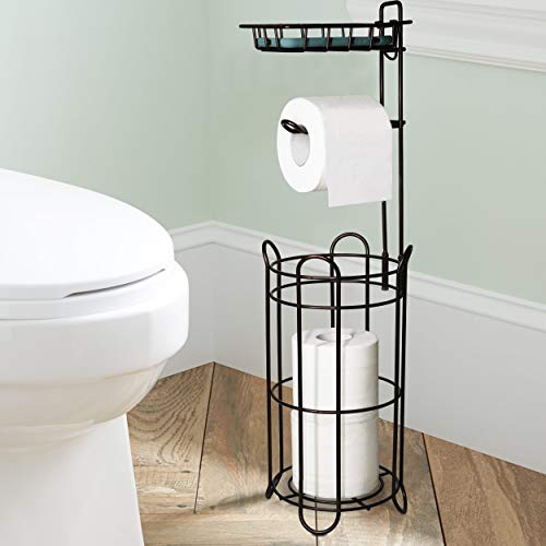 FORUP Freestanding Metal Toilet Paper Roll Holder Stand and Dispenser