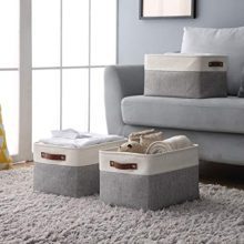 Large Fabric Storage Basket Cube W/Handles for Organizing