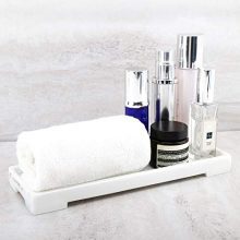 White Marble Resin Vanity Tray - Elegant Bathroom and Vanity Organizer for Tissues, Candles, and Towels