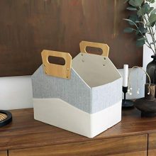 Chic Tweed Fabric Magazine Rack Storage Basket