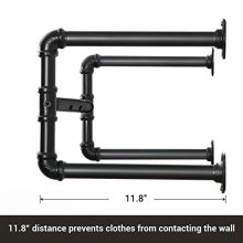 Wall-Mounted Clothes Rack Industrial Pipe Clothes Hanging Bar