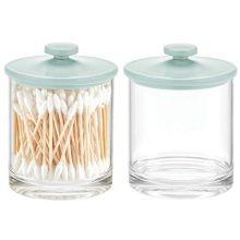 mDesign Modern Round Plastic Bathroom Vanity Countertop Storage