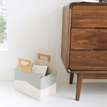 Chic Tweed Fabric Magazine Rack Storage Basket