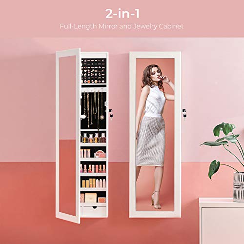 SONGMICS 6 LEDs Mirror Jewelry Cabinet