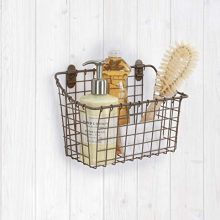 Vintage Large Cabinet & Wall-Mounted Basket for Storage