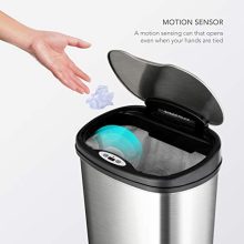 Touchless Motion Sensor Oval Trash Can - 13 Gallon Stainless Steel Bin for a Clean and Hygienic Home! 🗑️✨
