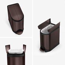 10L Butterfly Lid Bathroom Step Trash Can - Dark Bronze Stainless Steel with Silent Close Lid