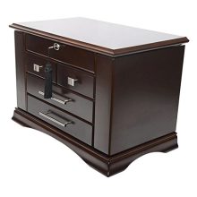 Large Mahogany Wood Finish Necklace Jewelry Box