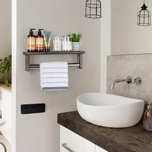 Transform Your Bathroom: Rustic Towel Rack with Shelf – Stainless Steel Farmhouse Storage