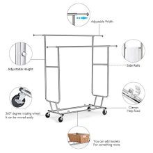 Yaheetech Heavy Duty Rolling Garment Rack – Collapsible, Adjustable & Portable Clothes Hanger for Home or Commercial Use (250 lb Capacity)