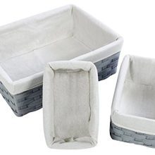 5-Piece Wicker Weave Utility Storage Baskets - Grey Bins for Shelves and Closets