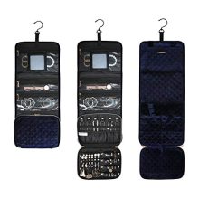 Velvet Hanging Jewelry Organizer Roll with Hook Foldable