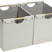 HOONEX Large Foldable Cube Storage Bins, Linen Fabric