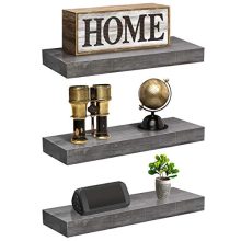 Sorbus Floating Shelf Set — Rustic Wood Hanging Rectangle Wall Shelves