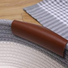 Rectangle Cotton Rope Basket with Handles for Books, Magazines, Toys