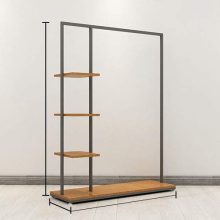Metal Clothes Garment Racks with 4 Wood Storage