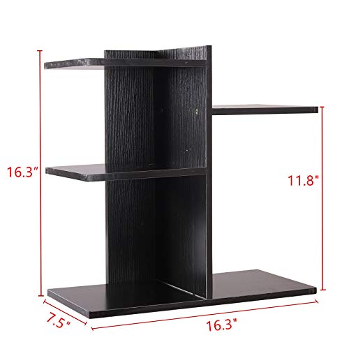 YCOCO Desktop Shelf Bookshelf,Wood Countertop Bookcase