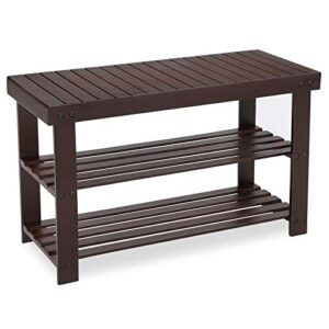 SONGMICS 3-Tier Bamboo Shoe Rack Bench