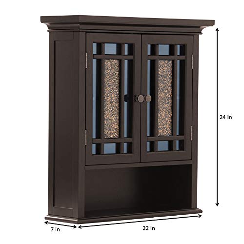 Elegant Home Fashions Whitney Wall Cabinet – 2 Doors, Adjustable Shelf & Floor Mount Storage