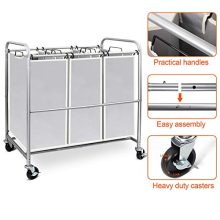 Simple Trending 3-Bag Laundry Hamper Sorter Cart