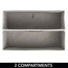 mDesign Rectangle Two Bin Tote Organizer with Integrated Handle for Magazines