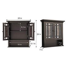 Elegant Home Fashions Whitney Wall Cabinet – 2 Doors, Adjustable Shelf & Floor Mount Storage