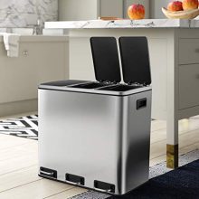 HEMBOR Trash Can, 14.3 Gallon (3X17L) Pedal Step Rubbish Bin