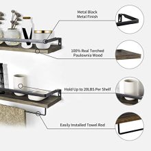 Rustic Floating Wall Shelves with Rails, Set of 2 Wood Wall Storage