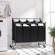 SONGMICS Cart Sorter Rolling Laundry Basket Hamper