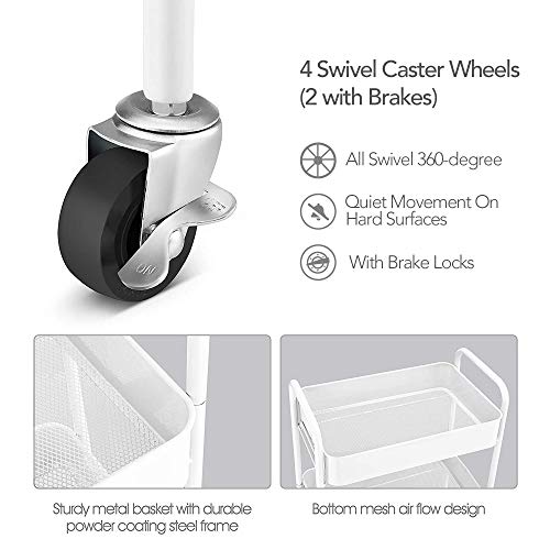 CAXXA 3-Tier Rolling Metal Storage Organizer - Mobile Utility Cart