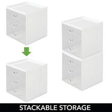 mDesign Stackable Plastic Eye Glass Storage Organizer Box Holder for Sunglasses
