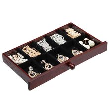 SONGMICS Wooden Jewelry Box with Floral Carving