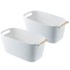 Storage Bins with Wood Handle, Set of 2 - Minimal