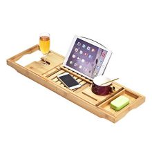 Luxury Bathtub Caddy Tray，Bamboo Bathtub Tray Caddy