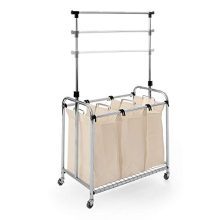 Laundry Hamper Sorter with Clothes Rack Bag Cart