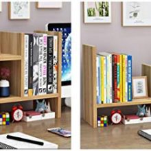 Office Desktop Bookshelf Adjustable Wood Display