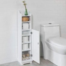 Haotian ,White Free Standing Wooden Bathroom Toilet Paper