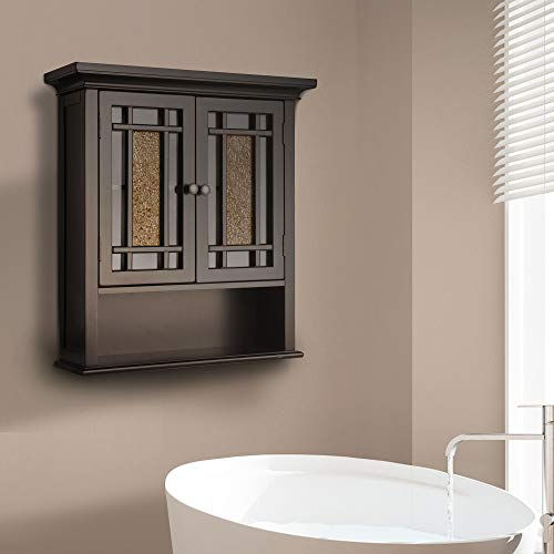 Elegant Home Fashions Whitney Wall Cabinet – 2 Doors, Adjustable Shelf & Floor Mount Storage