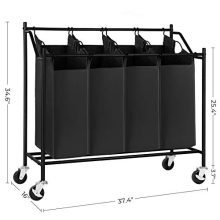 SONGMICS Cart Sorter Rolling Laundry Basket Hamper
