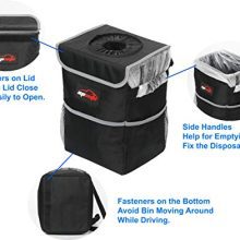 Waterproof Car Trash Can with Lid and Storage Pockets