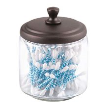 mDesign Glass Bathroom Vanity Storage Organizer Canisters Jars