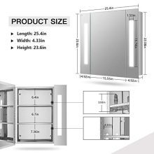 25 Inch LED Mirror Medicine Cabinet, LED Lighted Bathroom Wall Cabinet