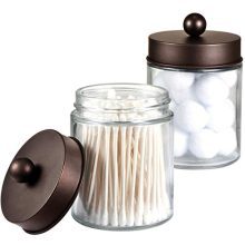 Apothecary Jars Bathroom Storage Organizer - Cute Qtip Dispenser Holder