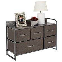 Dresser Storage Chest, Sturdy Steel Frame, Wood Top & Handles