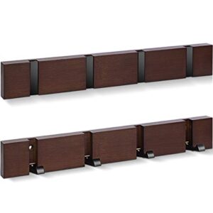 TomCare 2 Pack Bamboo Coat Rack Wall Mounted