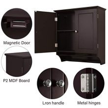 Coffee Brown Wall Mounted Medicine Cabine with Two Doors and Shelves
